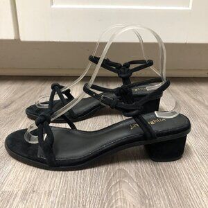 NWOT J. McLaughlin Delilah Shoes Women's Size 7 Short Block Heels Black Suede